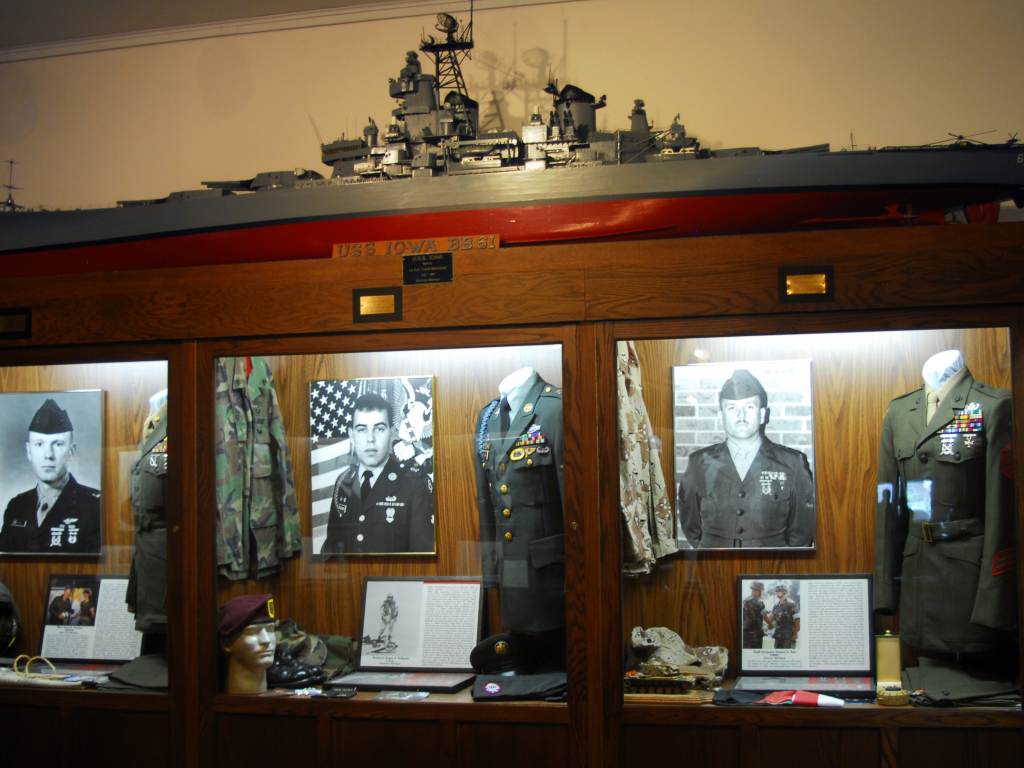 Display cases at Michigan Heroes Museum in Frankenmuth
