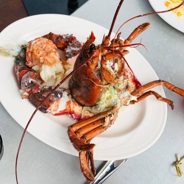 Lobster dish served on the outdoor deck of Real Seafood Company in Bay City