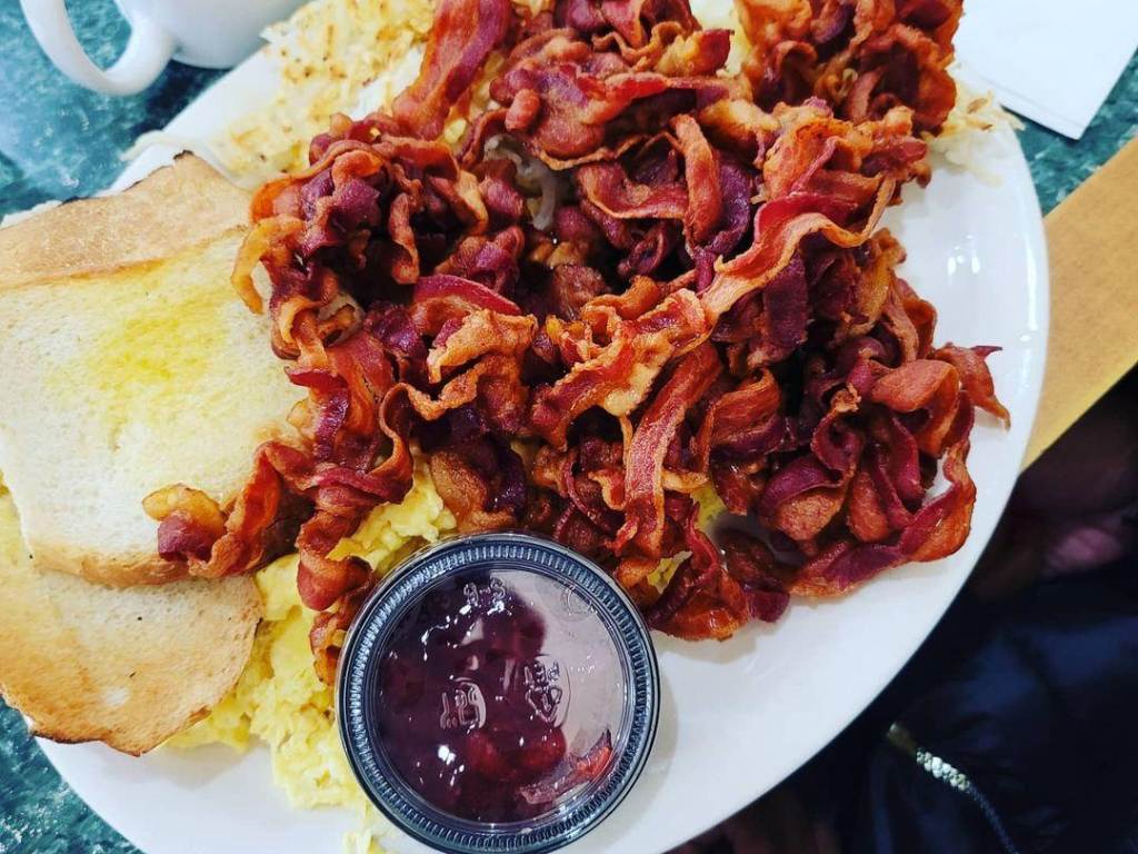 Eggs, toast and a heaping pile of bacon at Tony's I-75 Restaurant in Birch Run
