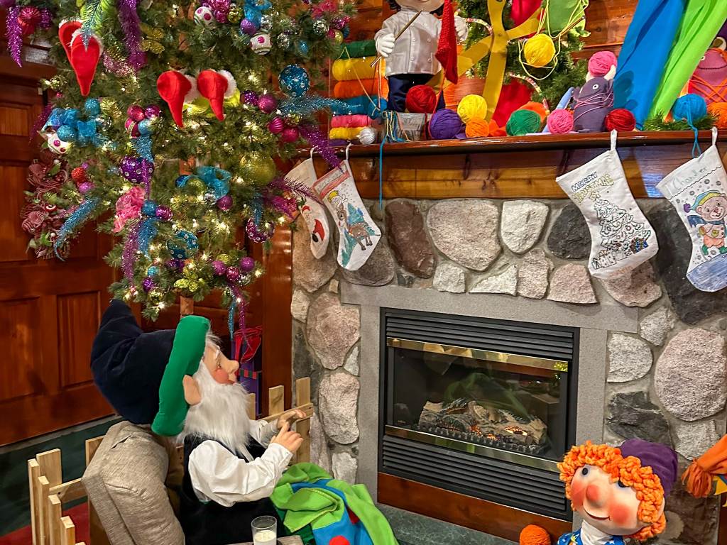Festive holiday displays inside the Nate & Mary Ida Doan Santa House in Bay City, Michigan