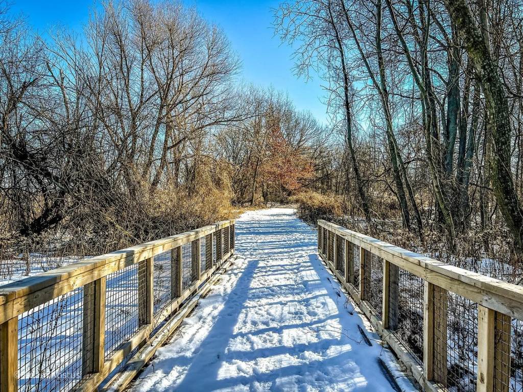 Snow-covered trails at Finn Road Park in Essexville on a gorgeous winter day