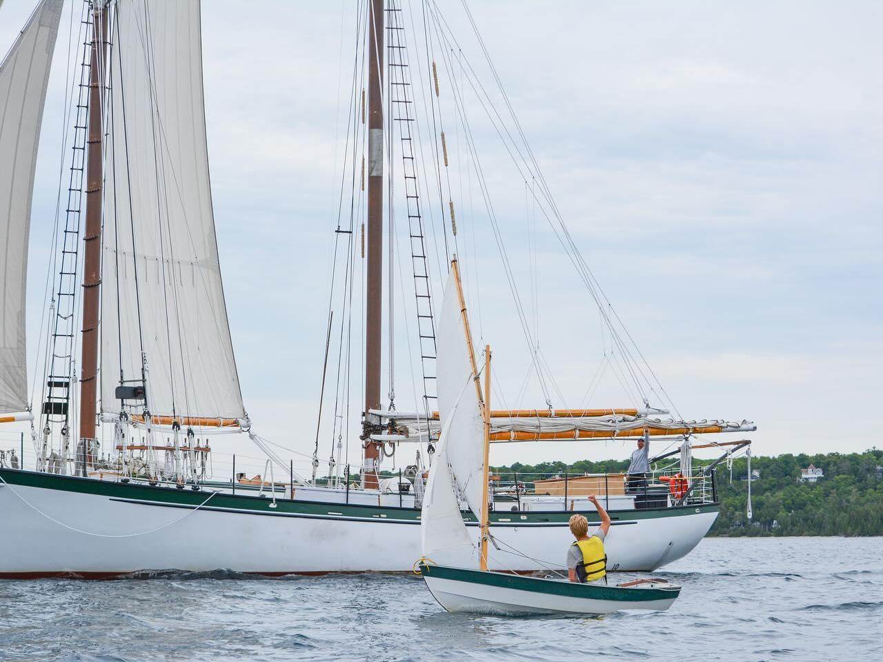 Views of BaySail's Appledore Tall Ship at sail in Bay City, Michigan.
