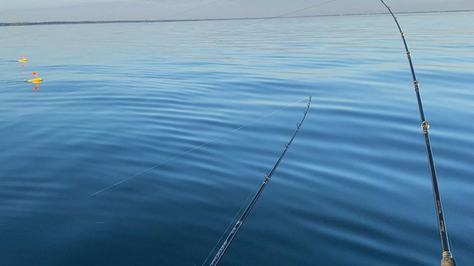 Fishing poles cast out on Lake Huron's Saginaw Bay